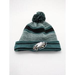New Era Philadelphia Eagles Striped‎ Pom Knit Cuffed Beanie Winter Cap Hat Green